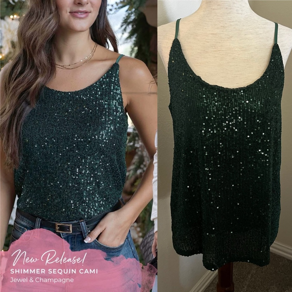 NWT Grace & Lace Jewel Shimmer Sequin Cami
